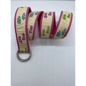 Pink D Ring Belt with Flip Flops Pattern Size M Women Beach Summer Cillin 41"